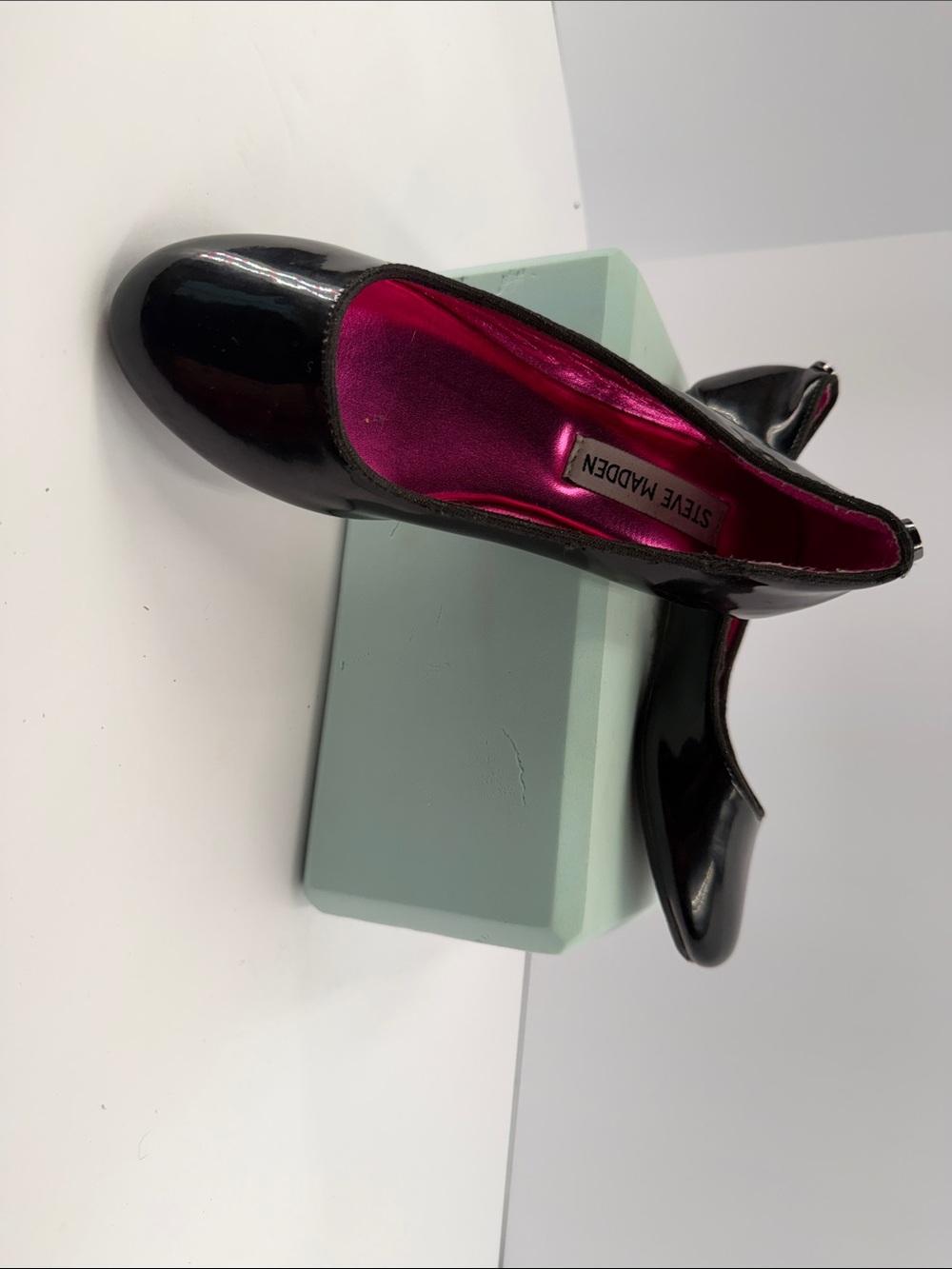 Steve Madden Black Patent Ballet Flats with Pink Interior